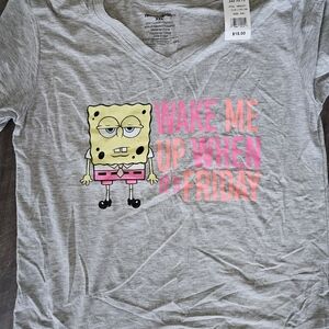 Gray Graphic T-Shirt with Pink Accents